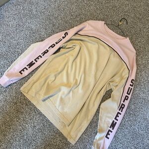 Supreme Pink and Cream Logo Sleeve Shirt
